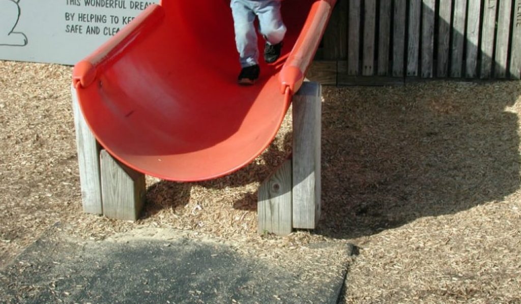 Engineered Wood playground mulch and slide