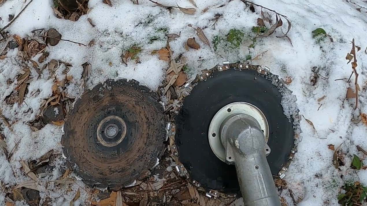 There is a Forester Chainsaw Tooth 9″ Brush Blade on the table