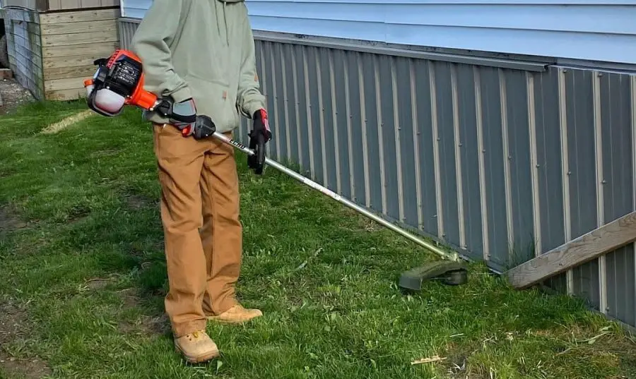 string trimmer in use