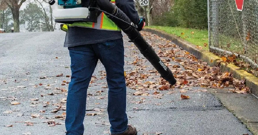 Man using a leaf blower