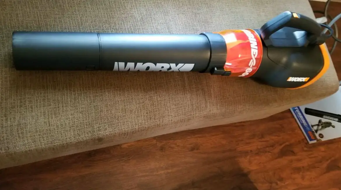 There is a Worx Electric Blower on the table