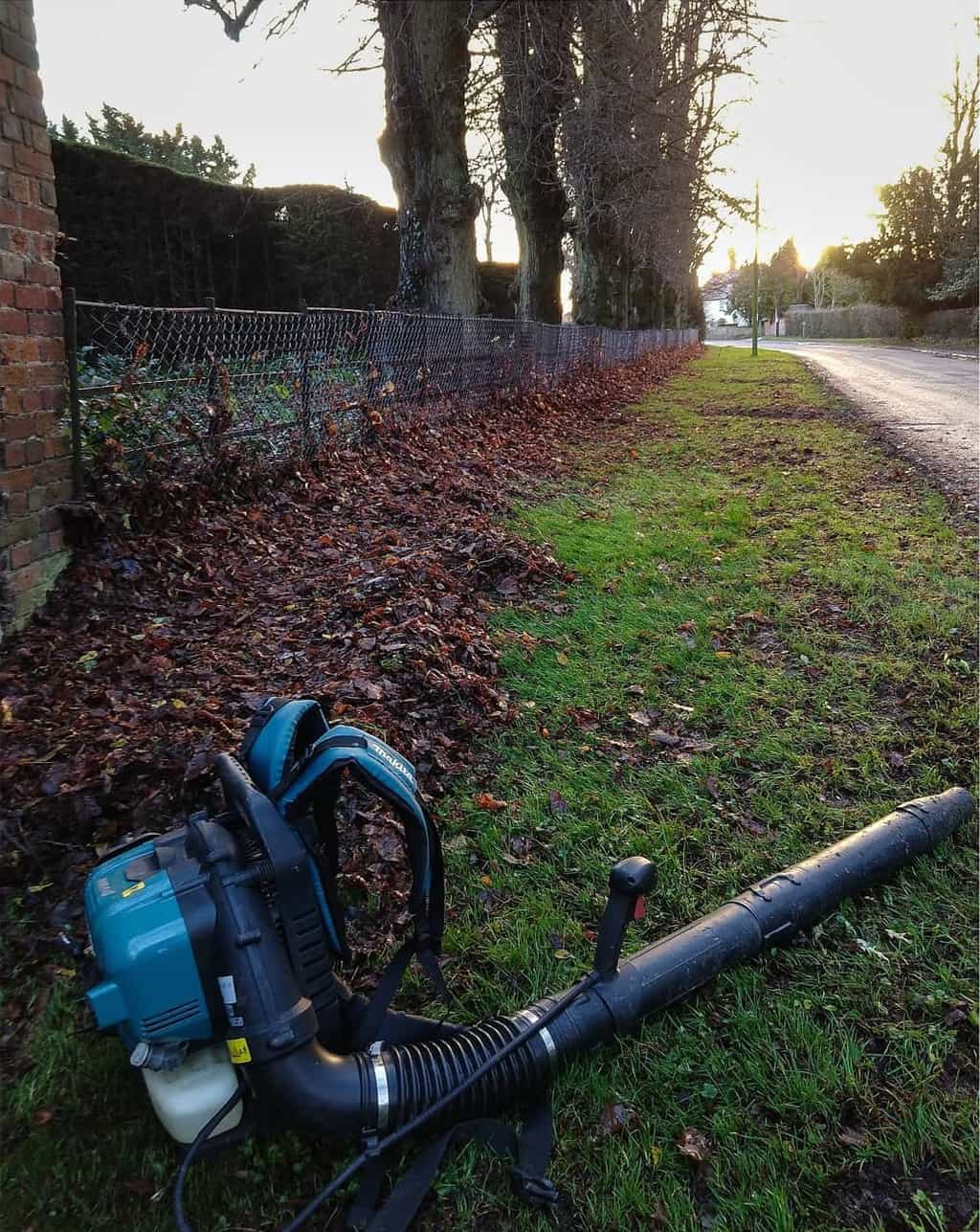 There is a Makita Back Pack Blower on the ground