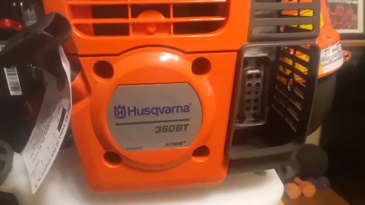 There is a Husqvarna 360BT Backpack Blower on the table