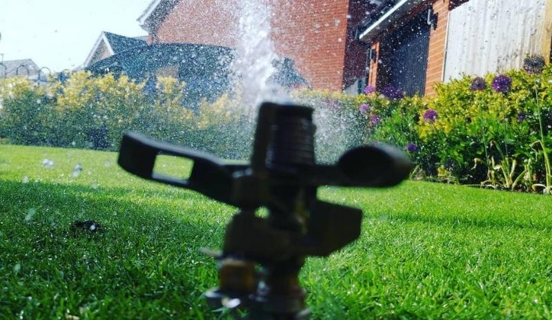 Watering the lawn with an impact sprinkler