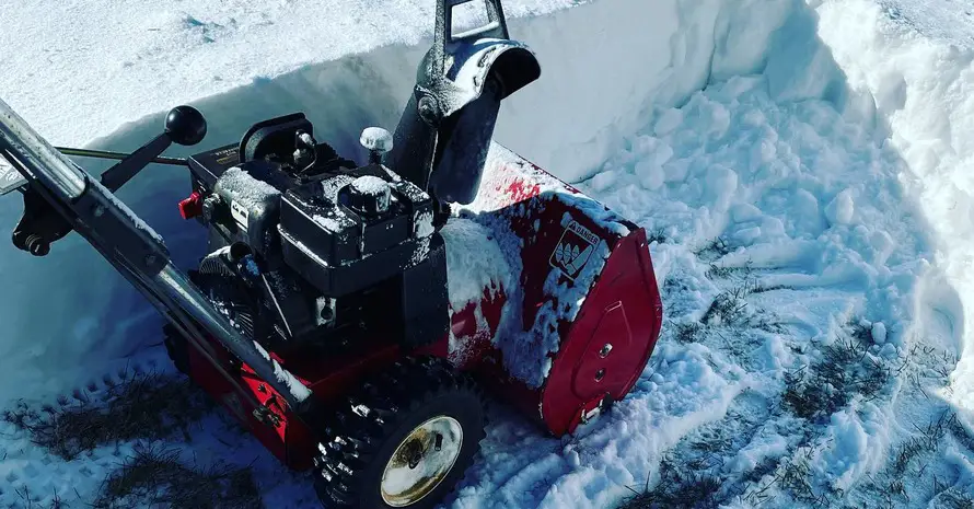 Working Red Snow Blower