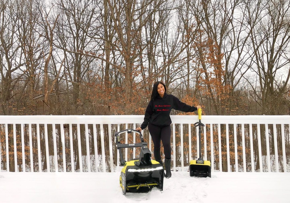 Happy woman with new shovel